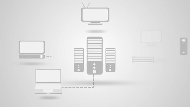 Concept Diagram of a computer network cloud system.