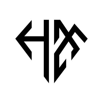 initial letters logo hx black monogram diamond pentagon shape