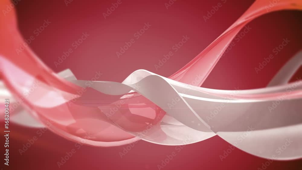 Poster red 3d abstract waves. loop.