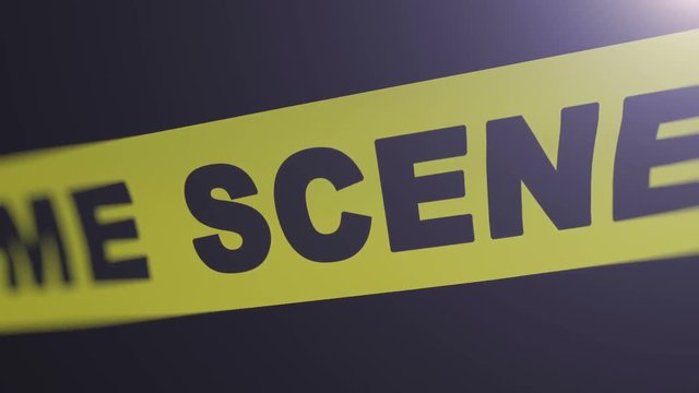 3D render of Crime scene tape. Matte channel included. Shallow Depth of field.