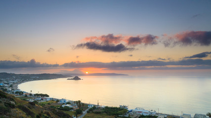 Fototapeta premium Beautiful sunrise landscape by Kefalos bay at Kos Island in Greece.