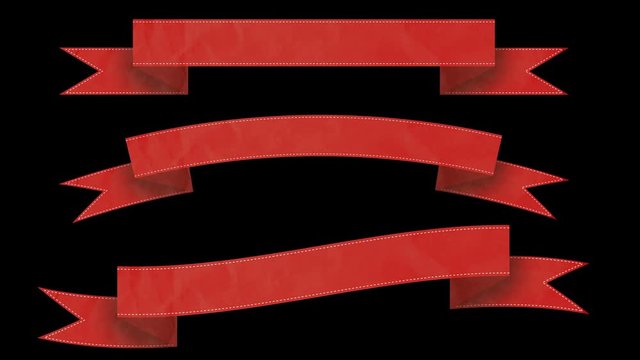 Animated ribbon banners for your text. Red. Matte channel included.
