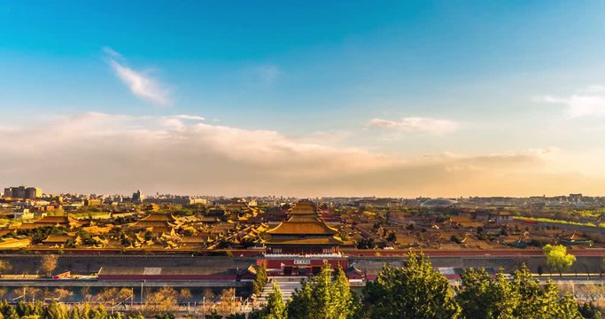 Forbidden City panorama, Beijing, China. 4k Timelapse