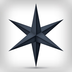 Obraz premium Volume six-pointed black star, 3d object, geometry dark crystal shape, mesh version, abstract vector 