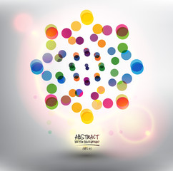 Abstract background. Colorful polka dots on the white background and place for your text. Can be used for poster, brochure, flyer and advertisement material. Vector illustration. Eps10.