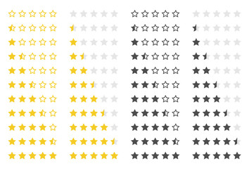 set of five rating stars vector design element