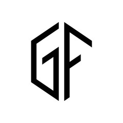 initial letters logo gf black monogram hexagon shape vector