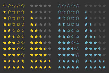 rating golden stars set isolated on background
