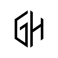 initial letters logo gh black monogram hexagon shape vector