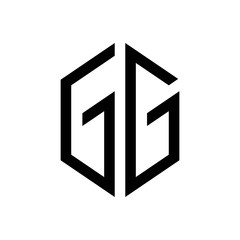 Fototapeta premium initial letters logo gg black monogram hexagon shape vector