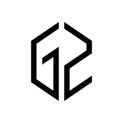 initial letters logo gz black monogram hexagon shape vector