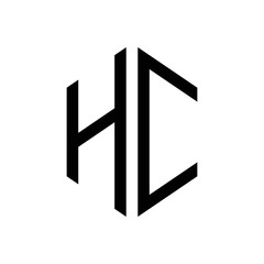 initial letters logo hc black monogram hexagon shape vector