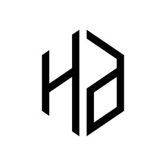 initial letters logo hd black monogram hexagon shape vector