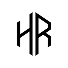 initial letters logo hr black monogram hexagon shape vector