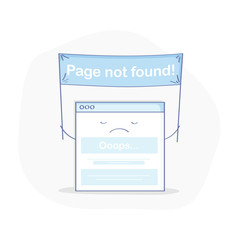 404 page, Oops, page not found or error flat line illustration concept