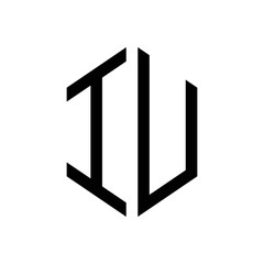 initial letters logo iu black monogram hexagon shape vector