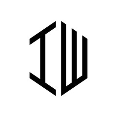 initial letters logo iw black monogram hexagon shape vector