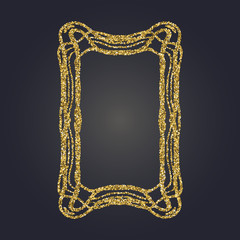 Art Nouveau gold glitter decorative rectangle vector frame for design. Art Deco style border