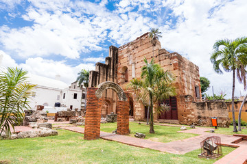 View on Ruins of the Hospital of St. Nicolas of Bari, Santo Domingo, Dominican Republic. Copy space...