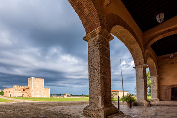 View on fort Ozama, Santo Domingo, Dominican Republic. Copy space for text.