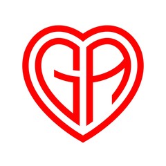 initial letters logo ga red monogram heart love shape