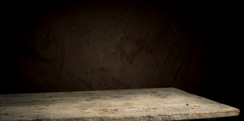 background of barrel and worn old table of wood
