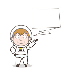 Cartoon Astronaut Showing a Speech Bubble Banner Vector