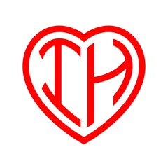initial letters logo ih red monogram heart love shape