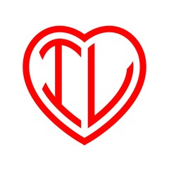 initial letters logo iv red monogram heart love shape