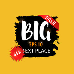 Sale banner with ink brushstrokes backdrop, vector design elements for advertising banners, sale borders