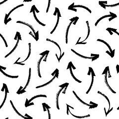 Seamless pattern with drawn arrows. Vector abstract background