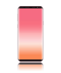 Smart phone vector with screen pink and body pink rose gold color isolated on white background