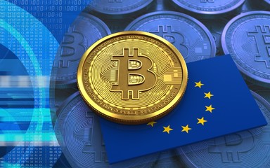 3d bitcoin EU flag