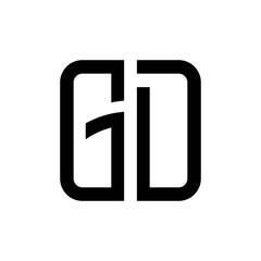 initial letters logo gd black monogram square rounded shape vector