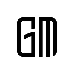 initial letters logo gm black monogram square rounded shape vector