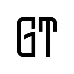 initial letters logo gt black monogram square rounded shape vector