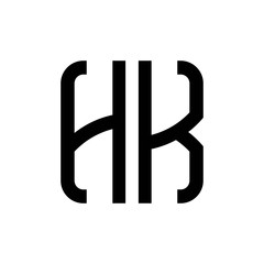 initial letters logo hk black monogram square rounded shape vector