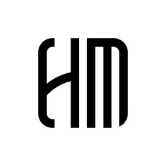 initial letters logo hm black monogram square rounded shape vector