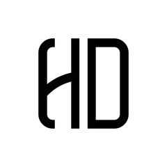 initial letters logo ho black monogram square rounded shape vector