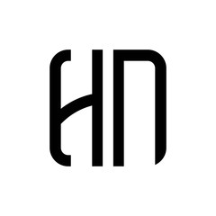 initial letters logo hn black monogram square rounded shape vector