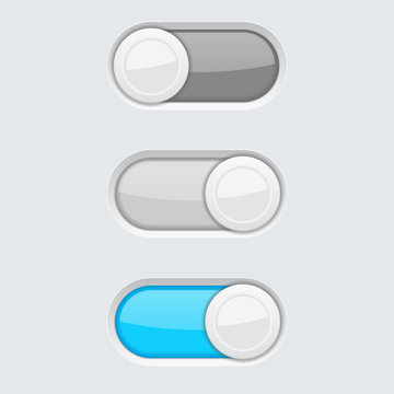 Toggle switch buttons on gray background