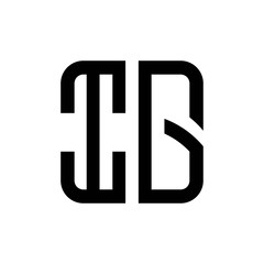 initial letters logo ig black monogram square rounded shape vector