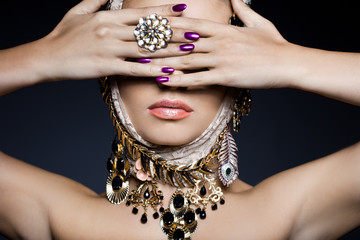 elegant fashionable woman with jewelry