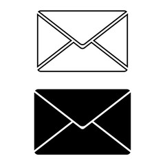Envelope icons. Black and white set