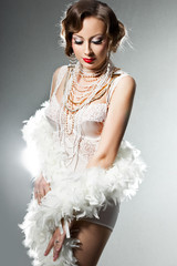 fashionable woman with art visage - burlesque