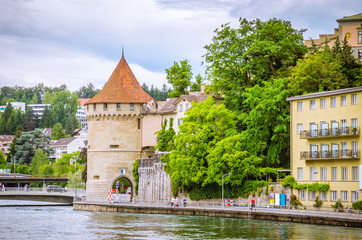 Beautiful river cityscape of Lucerne, Switzerland