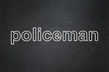 Law concept: Policeman on chalkboard background