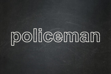 Obraz premium Law concept: Policeman on chalkboard background