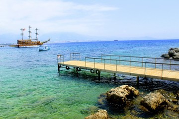 A small pier for pleasure boats and fishing boats (Alanya, Turkey).
