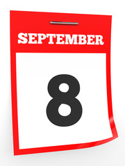 September 8. Calendar on white background.